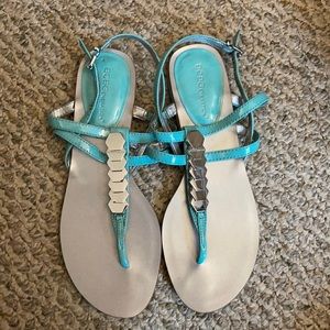 USED BCBGeneration aqua and silver sandals